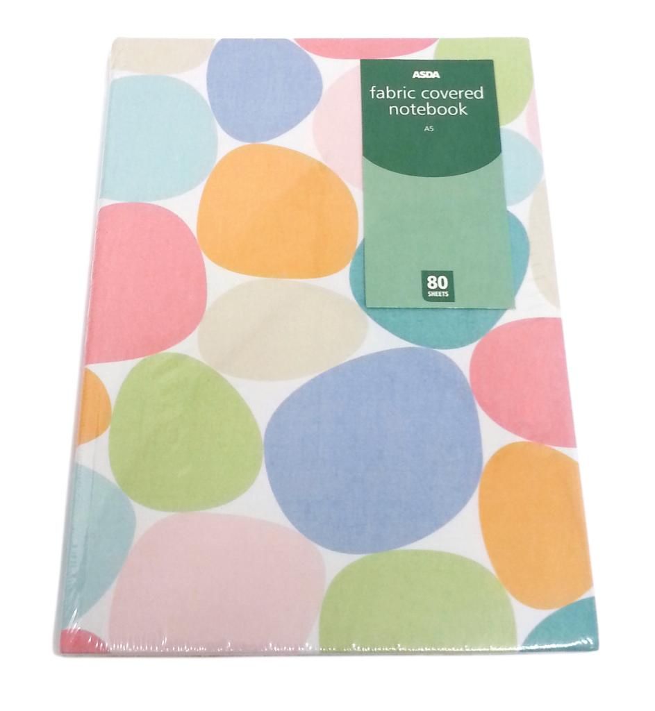Asda A5 Fabric Covered Notebook 80 Lined Sheets Coloured Blobs Uni