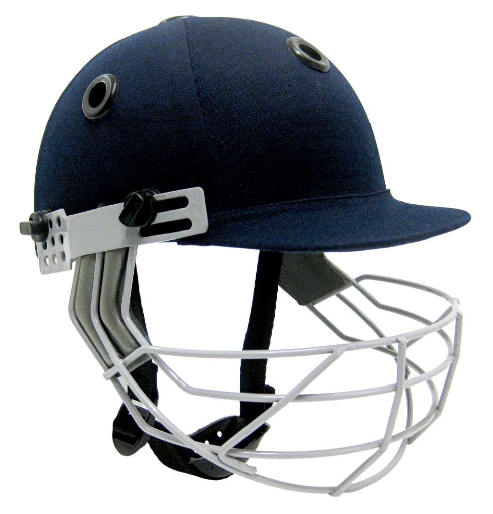 Fabric Finished Navy Cricket Helmet Adjustable Style Removable Face