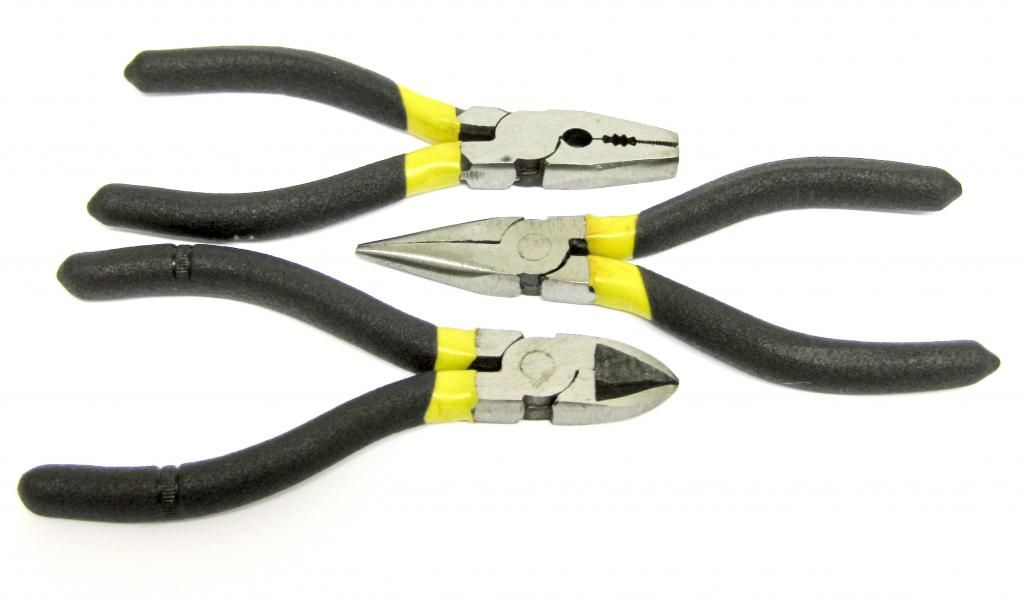 Rolson 3 Piece Mini Plier Set Combination / Side Cutting / Long Nose Pliers eBay