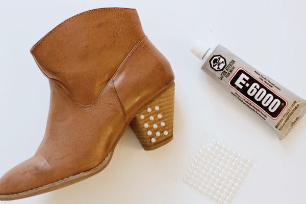 DIY pearl embellished booties