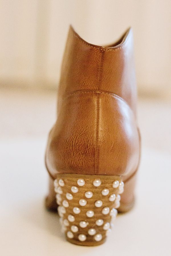 DIY pearl embellished booties