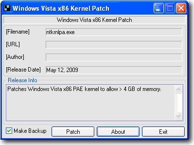 Windows 7 32 bit memory limit patch