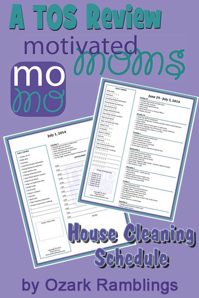 Motivated Moms House Cleaning Schedule