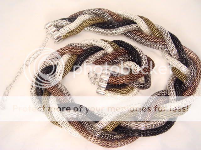 HAND MADE COPPER BROWN BLACK SILVER ROUND 6 CHAIN BRAID CHUNKY 