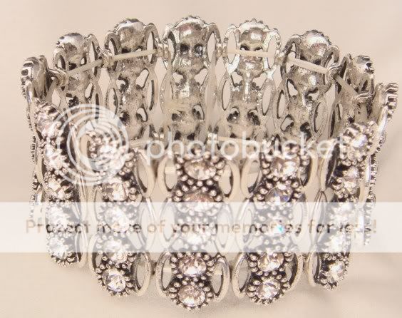 CLEAR CRYSTAL BRIDAL ANTIQUE TONE CUFF BRACELET FIOJ  